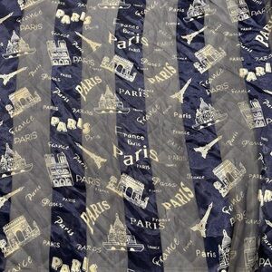 Vintage Sarl Aker Paris Themed Navy Blue Scarf